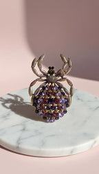 Giant Spider Purple Crystal Brooch Pin