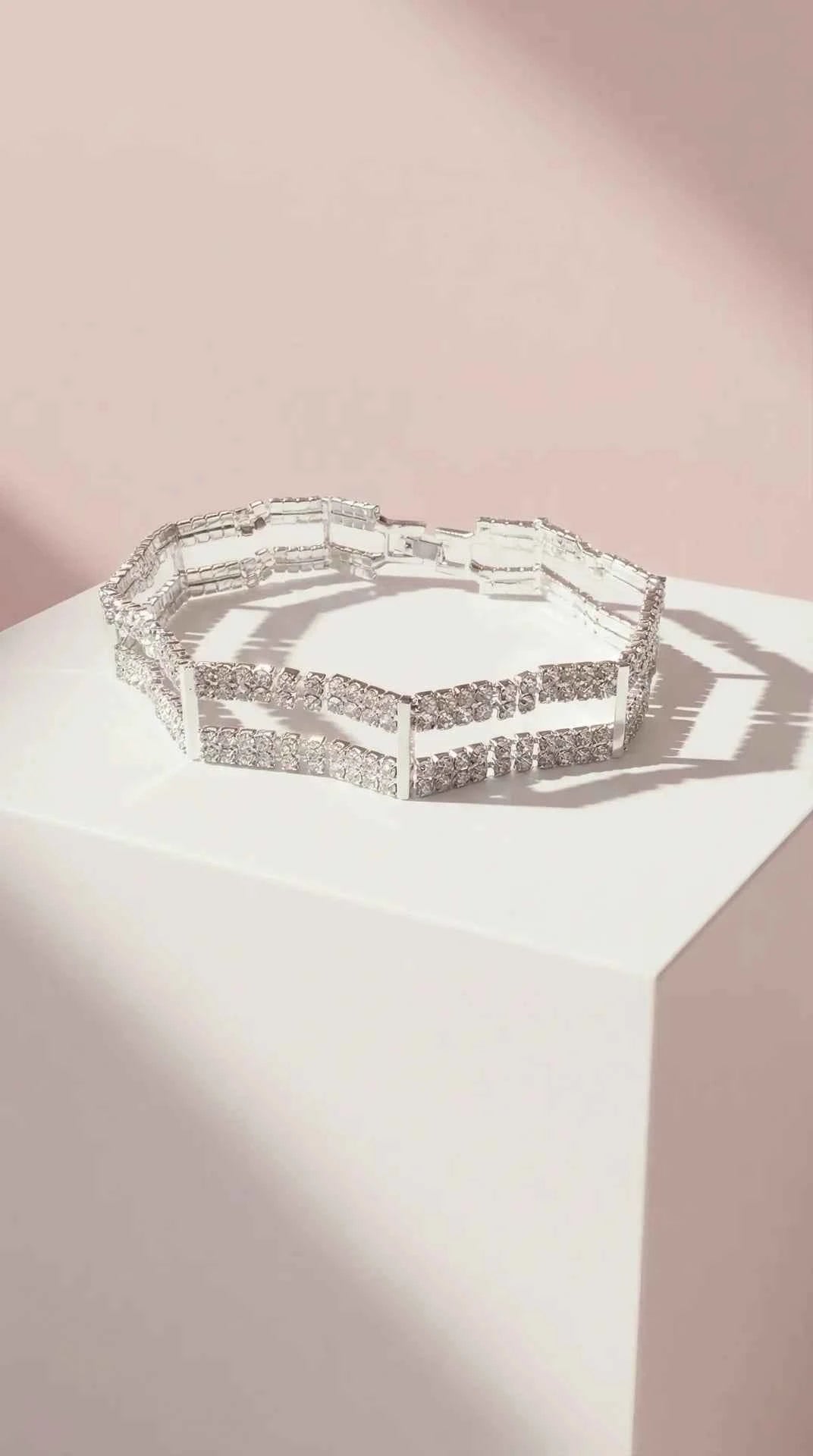 Rectangular Link Crystal Bracelet