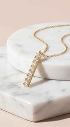 Oblong Crystal Pendant Necklace
