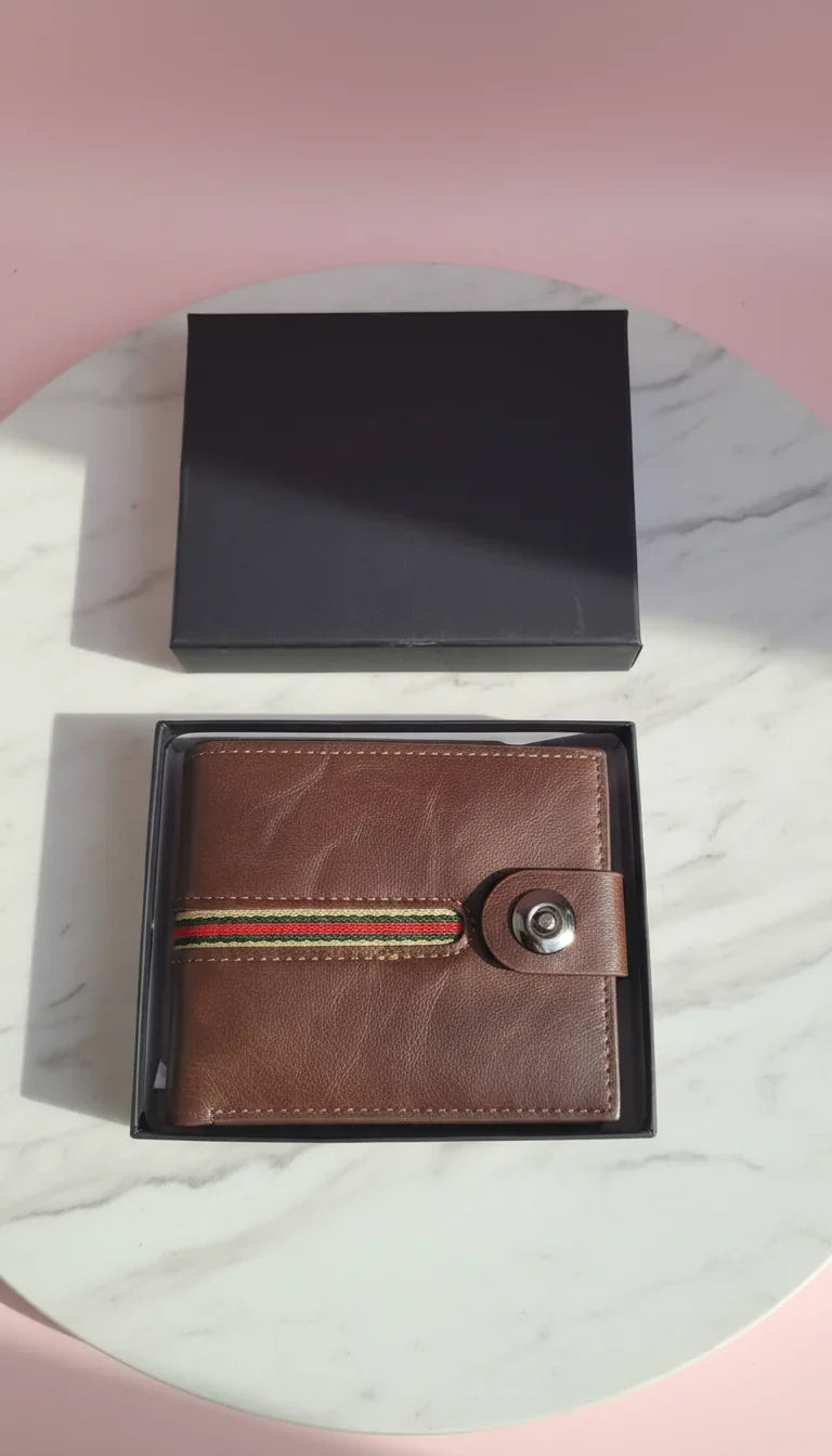 Paneled Men's Wallet With Gift Box