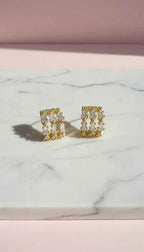 Baguette Cut Huggie Hoop Crystal Earrings