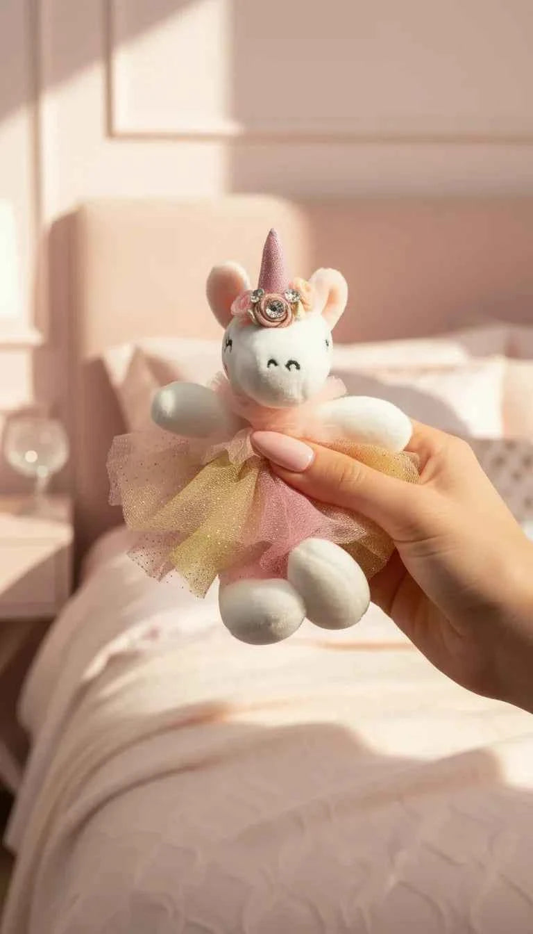 Jeweled Plush Ballerina Unicorn Key Ring & Bag Charm