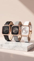 Square Gold Face Silicone Popper Closure Watch