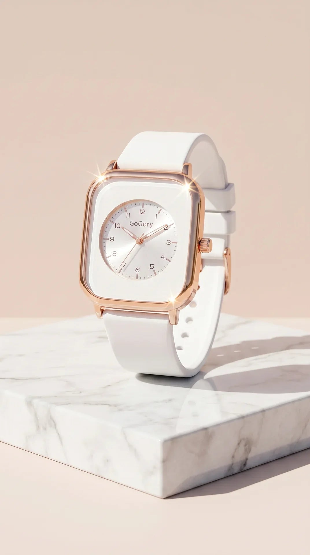 Square Gold Face Silicone Popper Closure Watch
