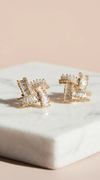 Twisted Baguette Cut Crystal Stud Earrings