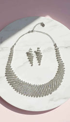 Tennis Collar Crystal Statement Necklace & Earrings Set