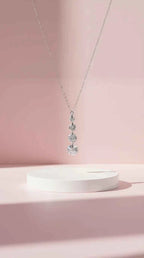 Layered Circular Link Crystal Pendant Necklace