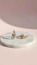 Crystal Heart Huggie Link Earrings