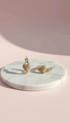 Crystal Heart Huggie Link Earrings