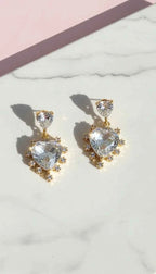 Heart Shaped Crystal Drop & Dangle Earrings