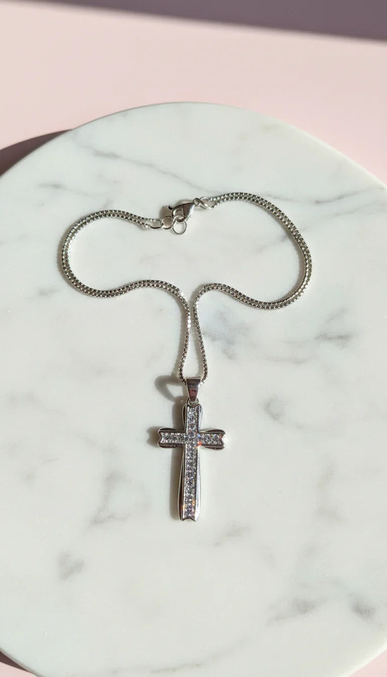 Pavé Crystal Cross Pendant Necklace