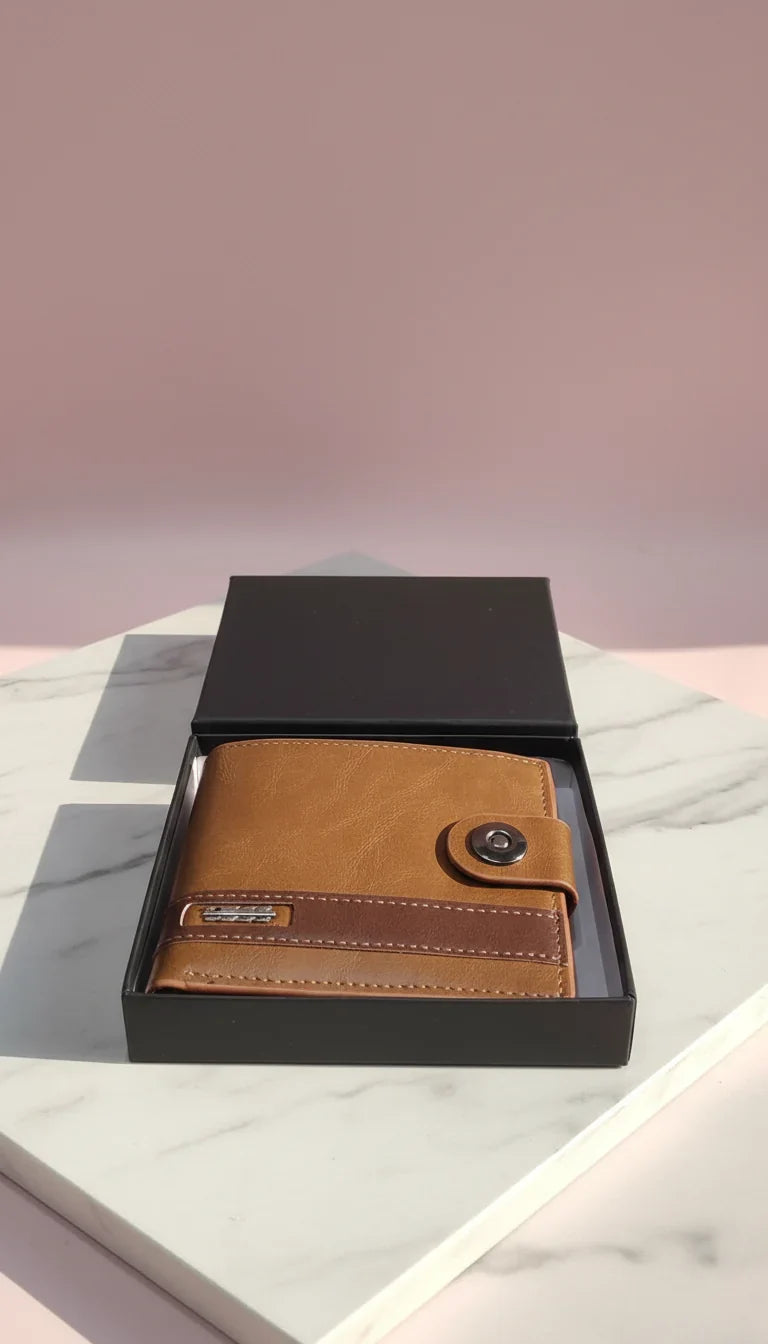 Two Tone Men's Wallet With Gift Box