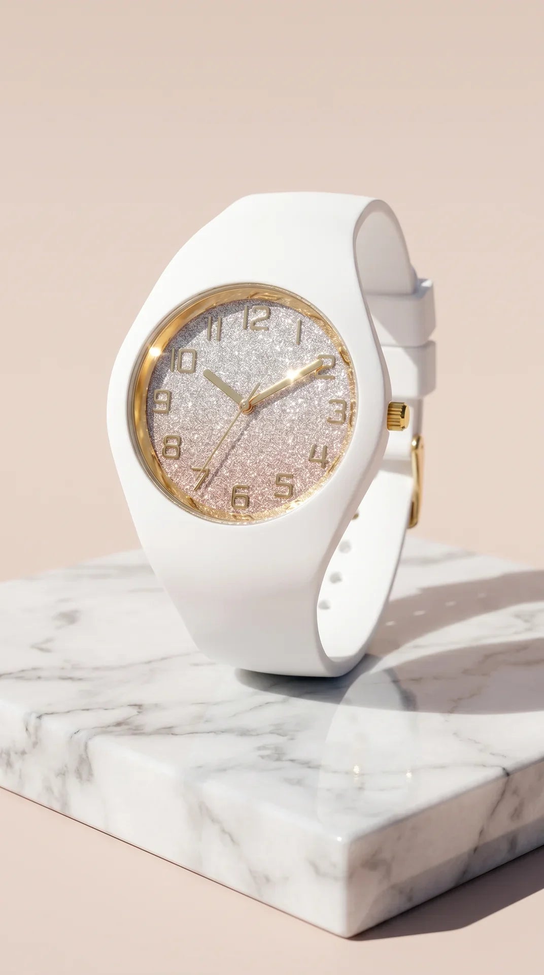 Glitter Dial Silicone Strap Watch