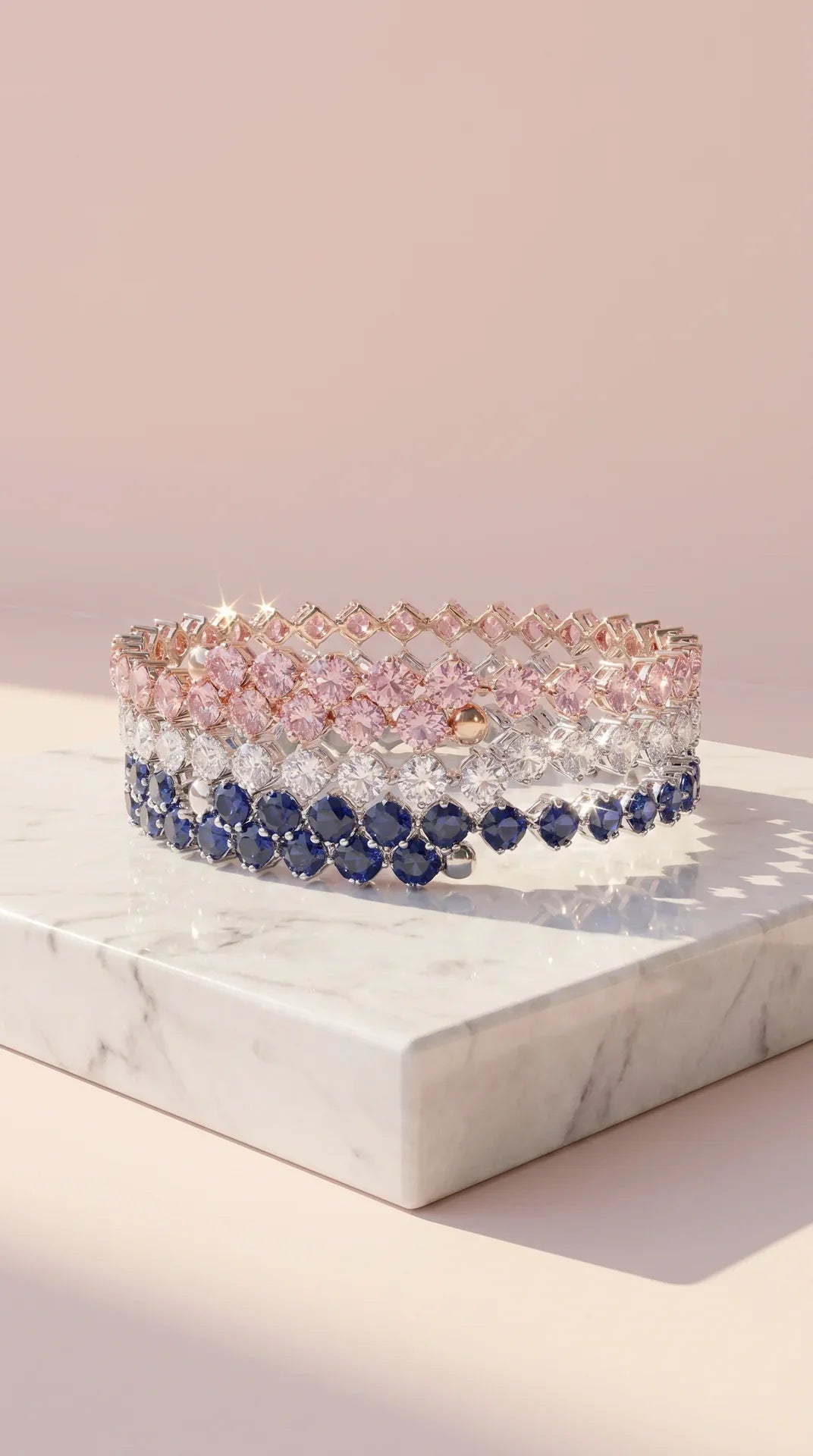 Stretchy Square Cut Crystal Free Size Bracelet Cuff