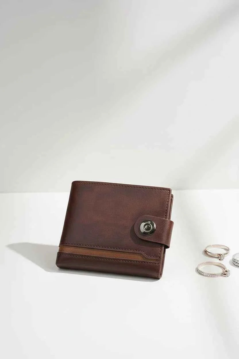 Two Tone Leather Wallet With Gift Box
