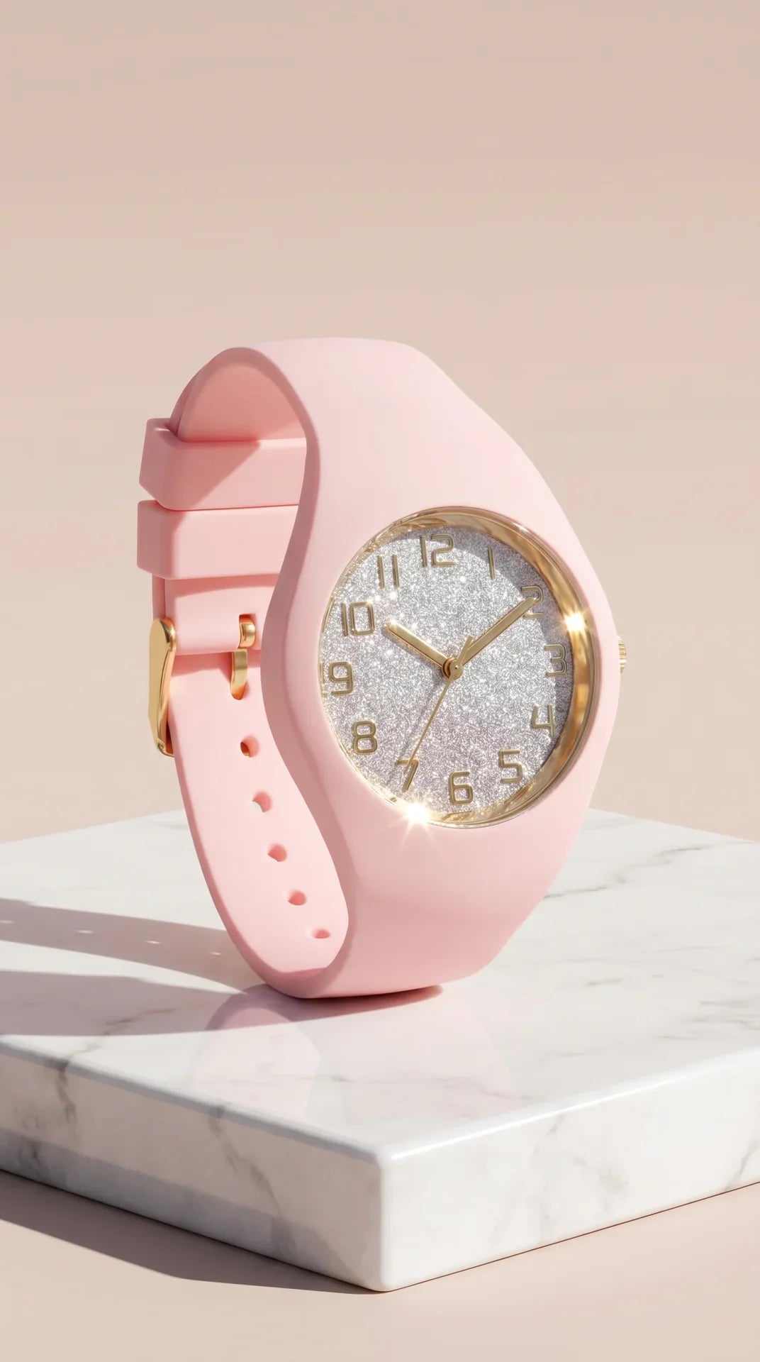 Glitter Dial Silicone Strap Watch