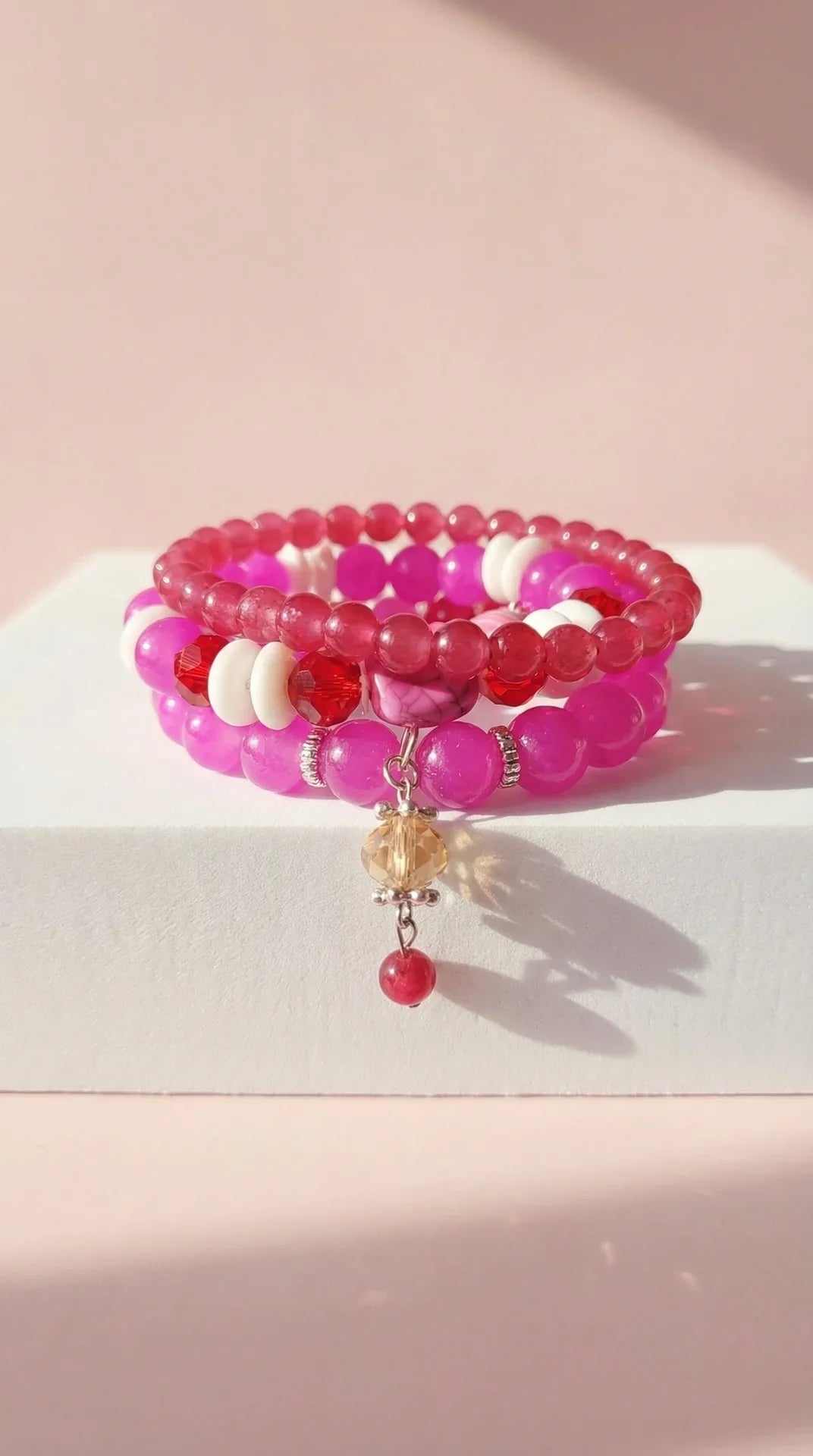 Crystal Charm Ceramic Beaded Bracelet Set
