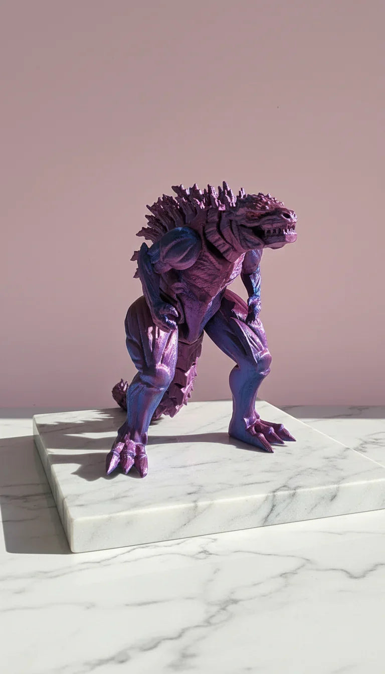 3D Printed Articulated Fantasy Standing Dragon Figurine: Bioplastic