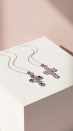 Rainbow Crystal Cross Symbolic Pendant Necklace