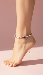 Evil Eye Beaded Pull Tie Anklet
