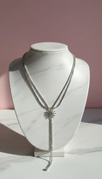 Starburst Layered Crystal Long Necklace & Earring Set