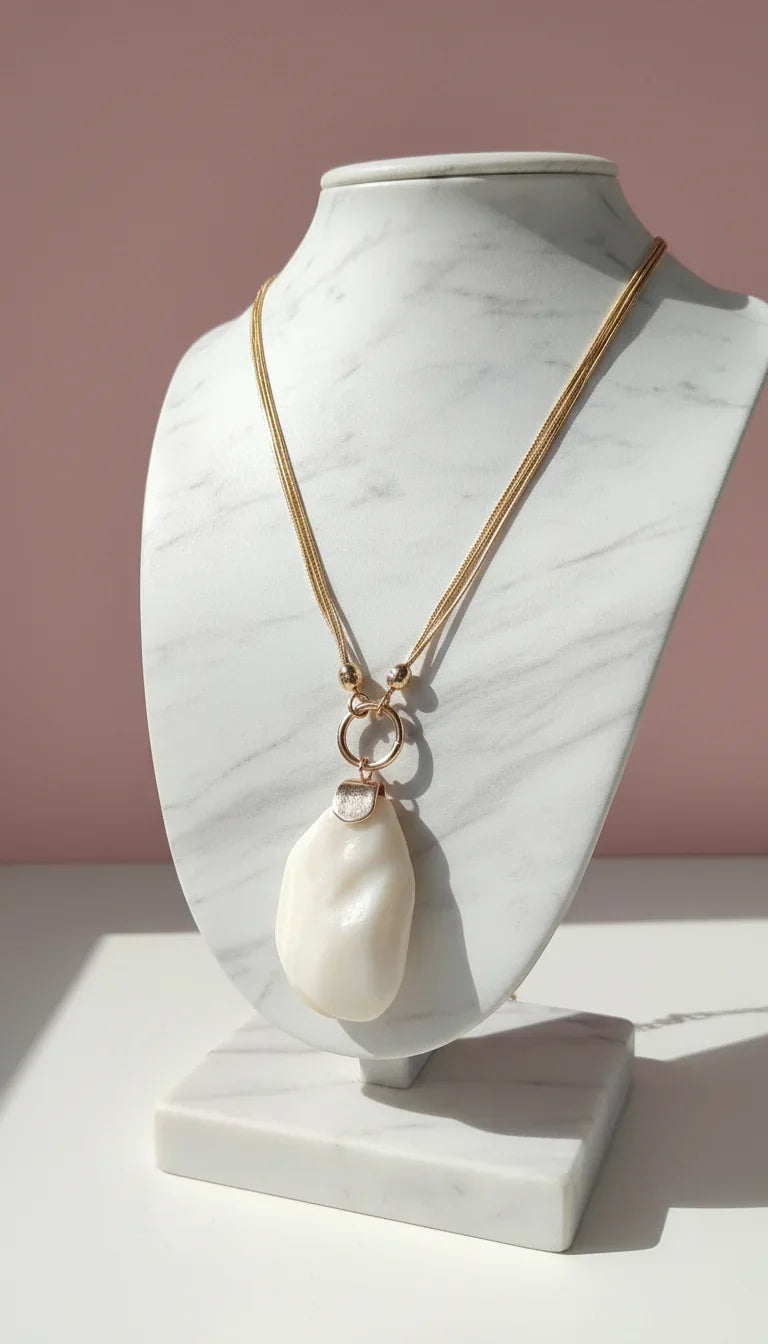Abstract Chunky Ceramic Charm Pendant Necklace