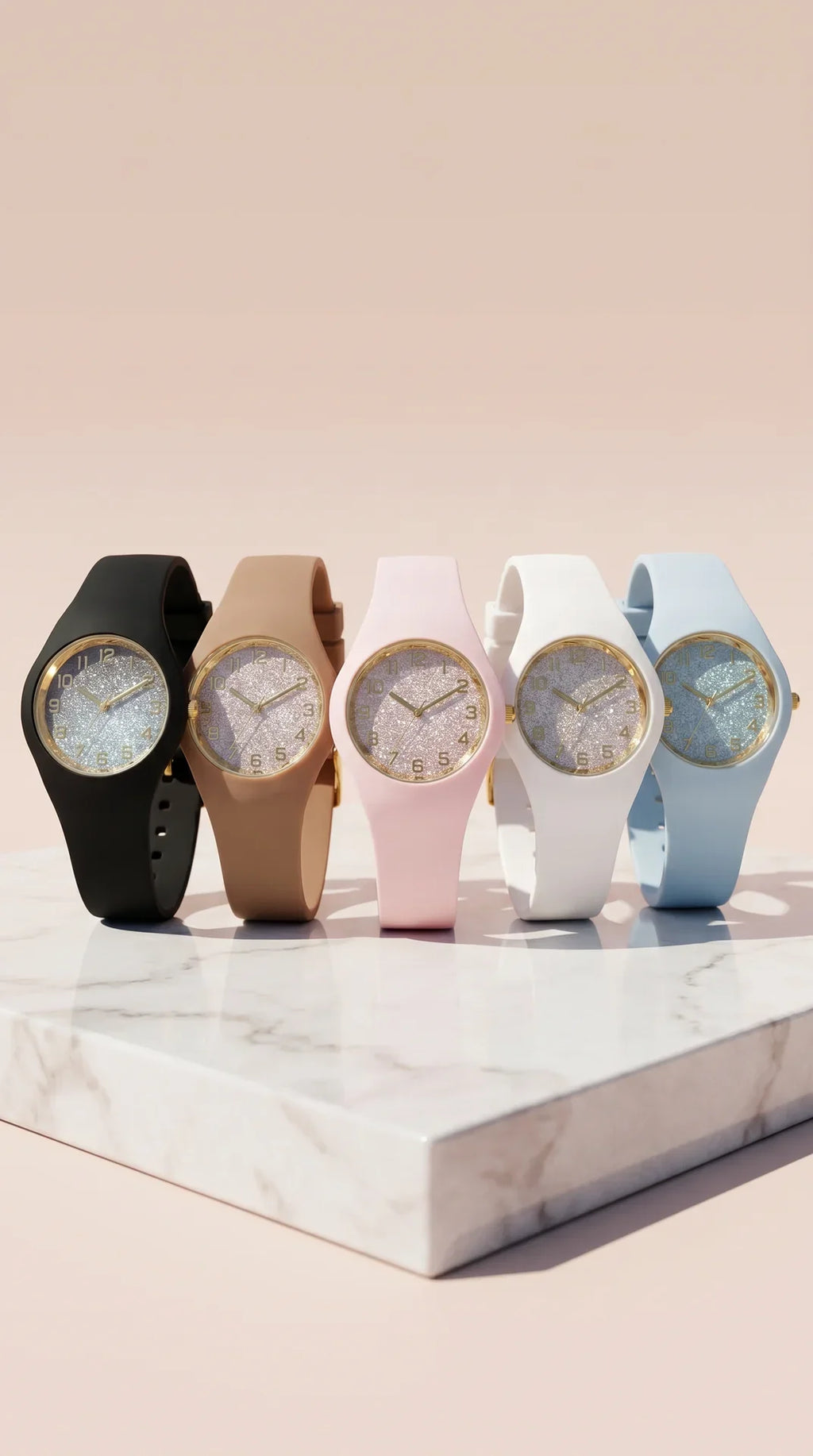 Gradient Glitter Face Silicone Watch