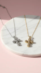 Waterproof Stainless Steel Oval Crystal Cross Necklace