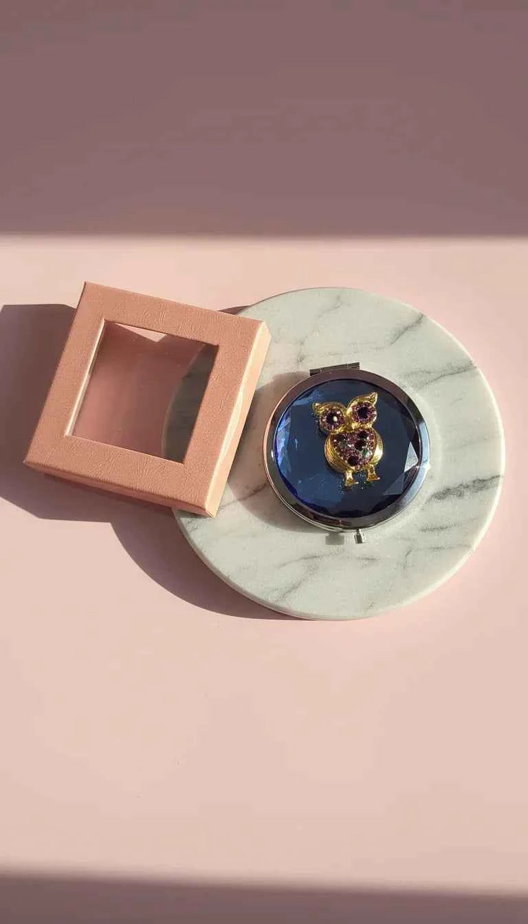 Owl Compact Mirror With Gift Box