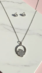 Crystal Clover Pendant Necklace & Earring Set