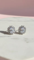 Round Cluster Crystal Stud Earrings