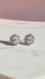 Round Cluster Crystal Stud Earrings