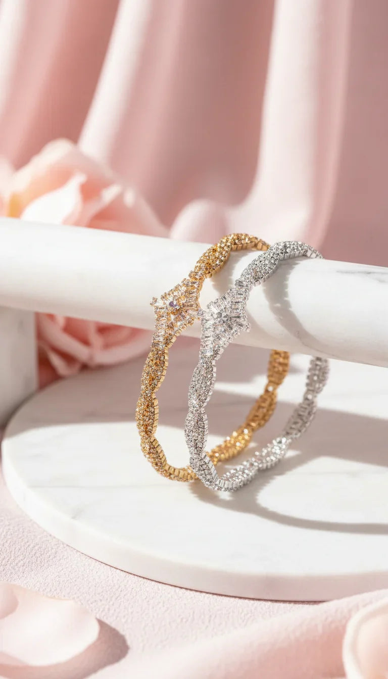 Geometric Crystal Tennis Bracelet