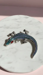 Crocodile Alligator Crystal Statement Brooch Rhinestone Pin