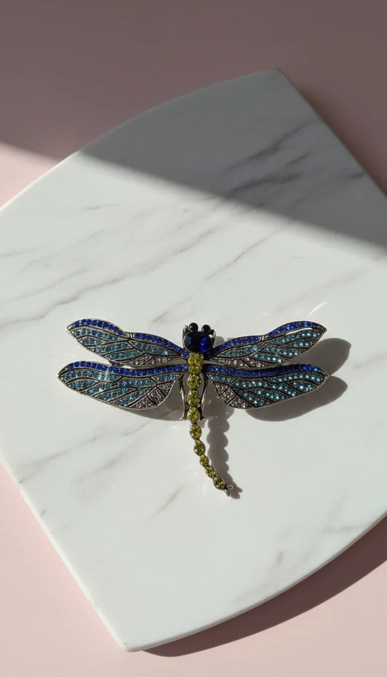 Crystal Dragonfly Statement Brooch Pin