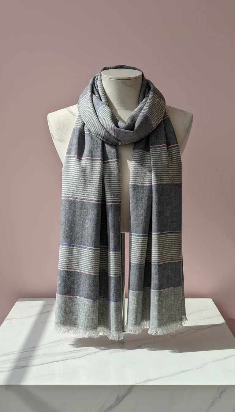 Lightweight Eco-Friendly Striped Glitter Scarf, Soft Breathable Shawl Wrap Sustainable Wood Pulp Biodegradable Scarf Pack of 12
