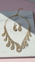 Crystal Drip Statement Necklace & Earrings Set