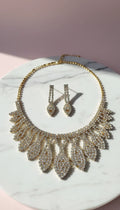 Teardrop Fringed Crystal Statement Necklace & Earrings Set