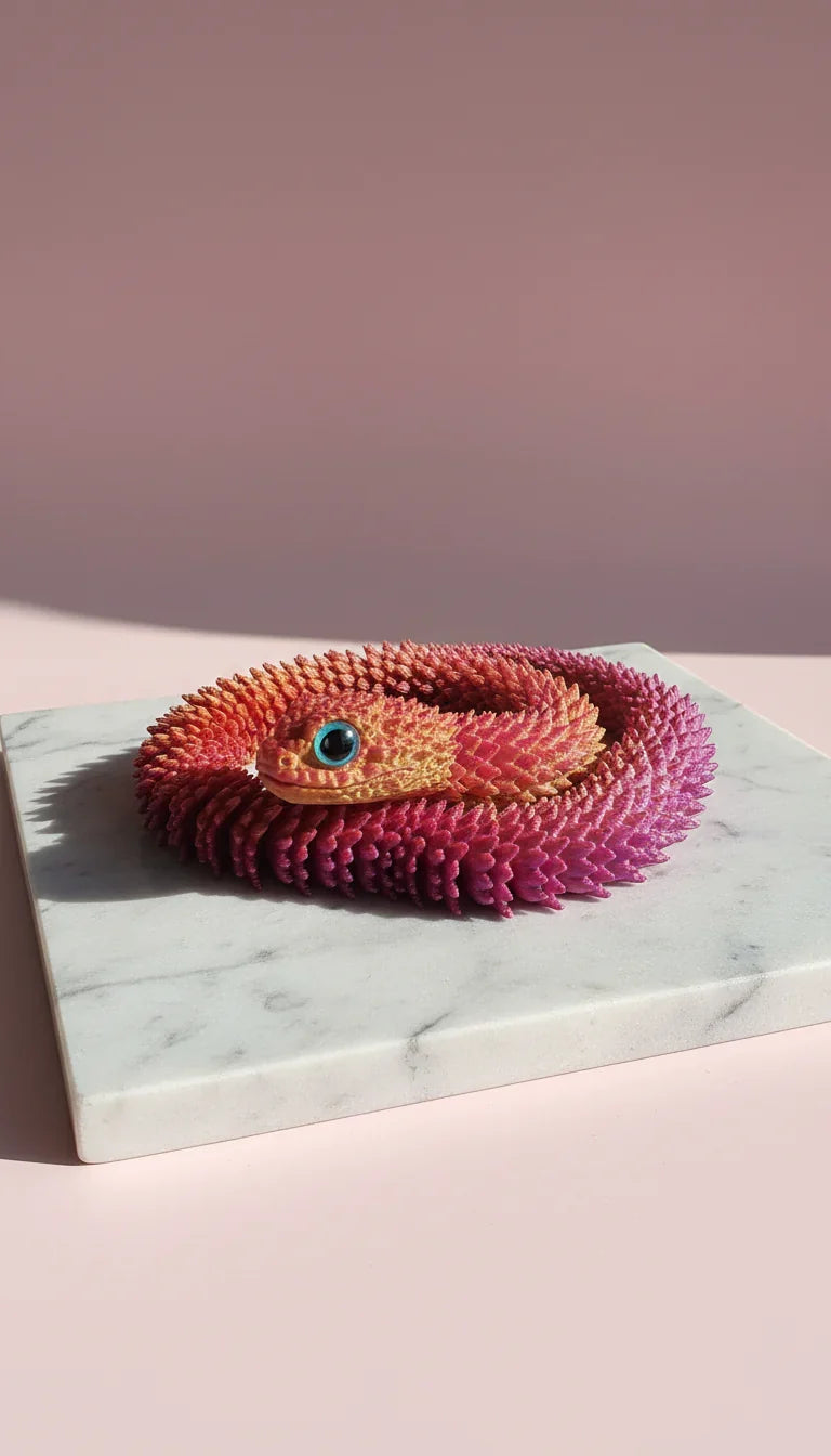 3D Printed Articulated Fantasy Lizard Figurine: Bioplastic