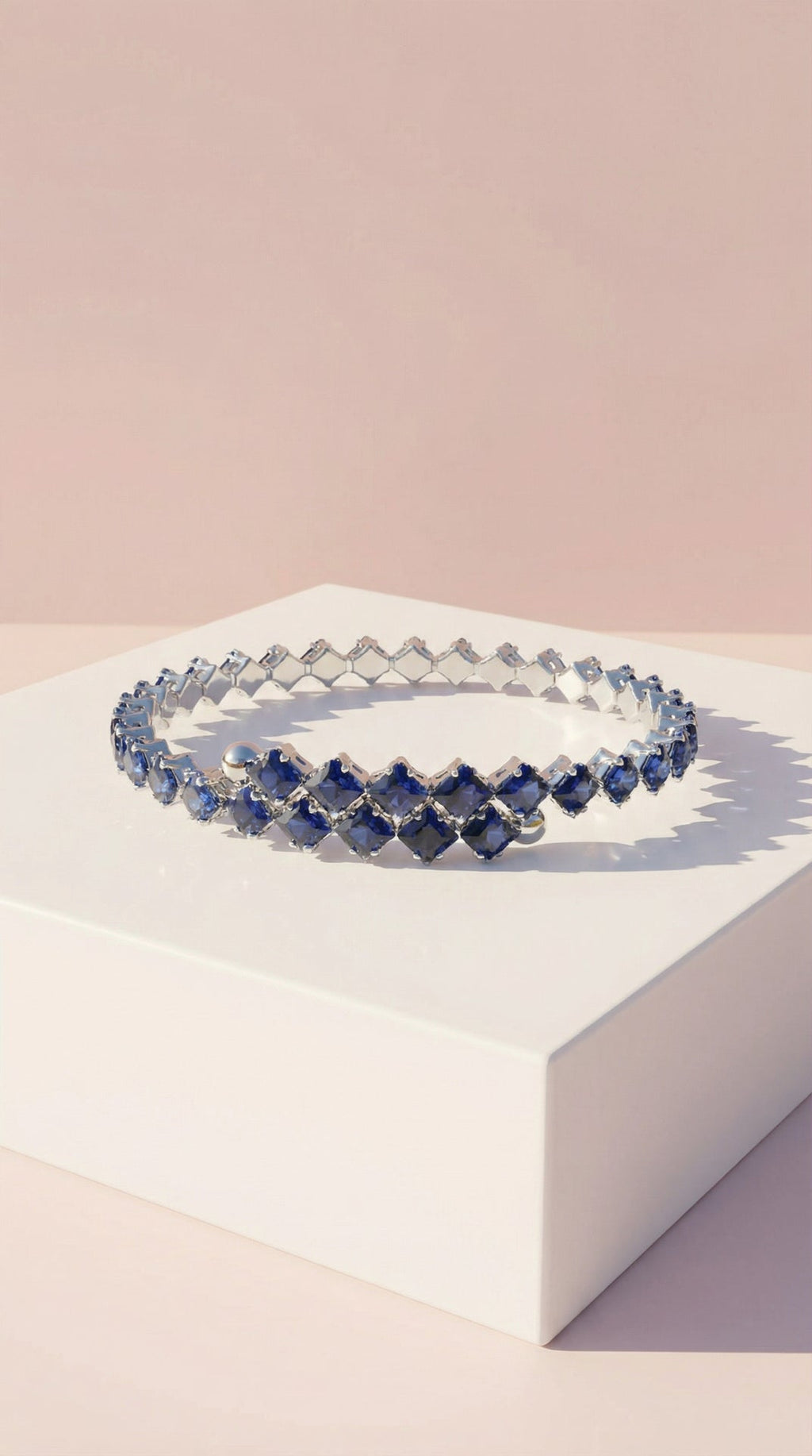 Stretchy Square Cut Crystal Free Size Bracelet Cuff