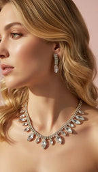 Hollywood Style Statement Crystal Necklace & Earrings Set