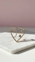 Profile & Open Heart Crystal Brooch