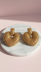 Elixir Collection Gold Crystal Heart Statment Earrings