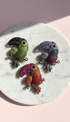 Toucan Bird Crystal Statement Brooch Pin