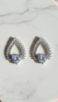 Teardrop Heart Crystal Stud Earrings