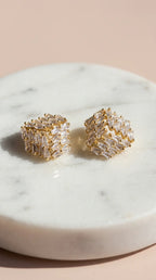 Cube Crystal Stud Earrings