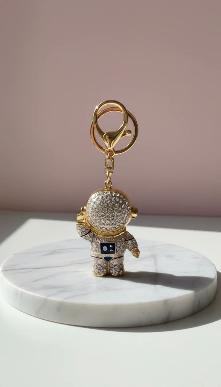 Space Astronaut Figure Crystal Key Ring & Bag Charm