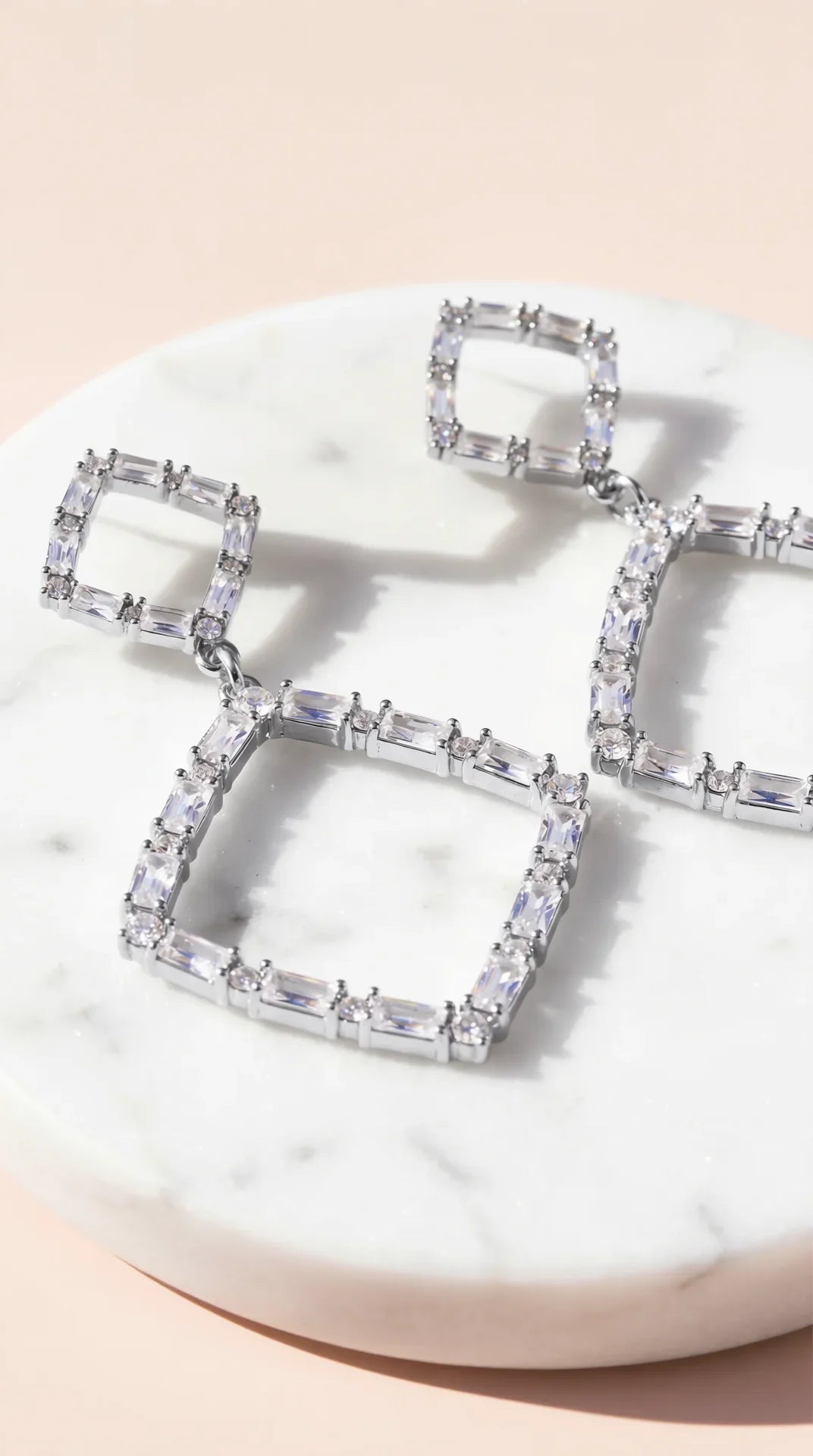 Square Layered Crystal Drop & Dangle Earrings