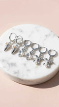 6 Pieces Crystal Seahorse Gold Plated Huggie Hoop Earrings