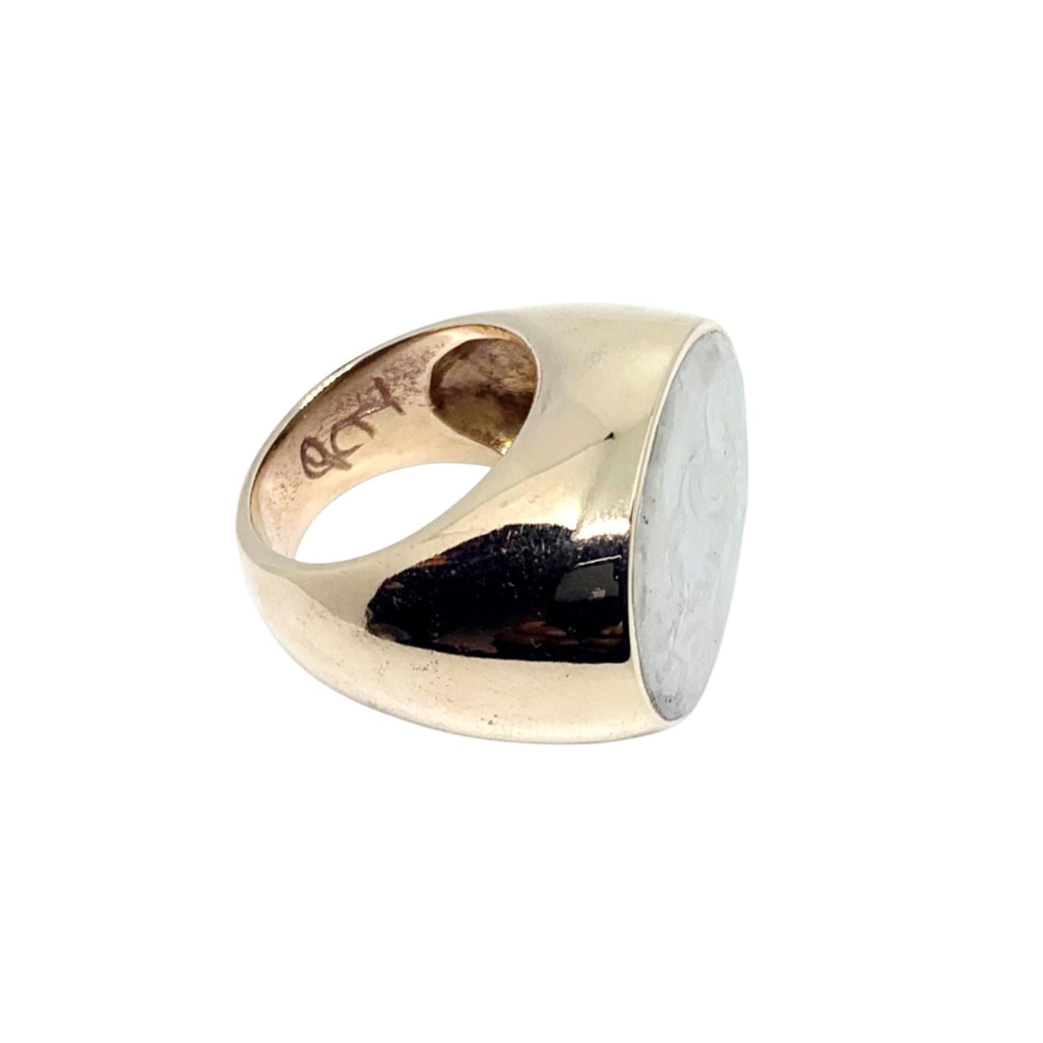 Cocktail Ring – One of a Kind – Handmade Bronze – Mother of Pearl Ceramic Enamel